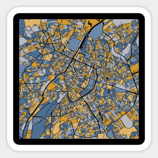 Brussels Map Pattern in Blue & Gold Sticker